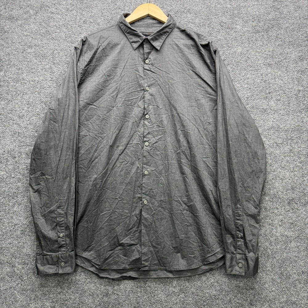 John Varvatos U.S.A. Luxe Button Shirt Mens XXL Gray Long Sleeve Casual